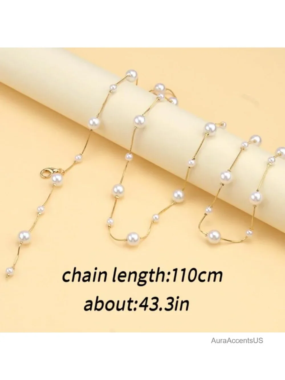 Elegant Pearl Waist Chain Belt Adjustable V-Shape Faux Pearls Dress Accessory